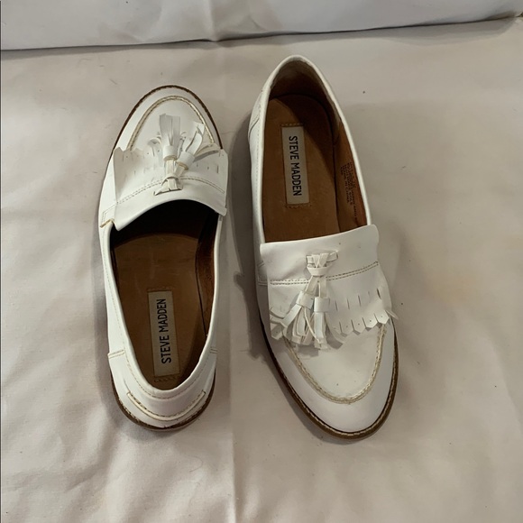 Steve Madden Meela White Tassel Loafers - Picture 7 of 13